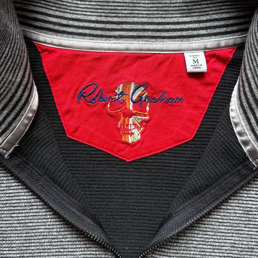 Robert Graham Men's Classic Fit Striped 1/4 Zip Quarter-Zip Pullover Sweater
